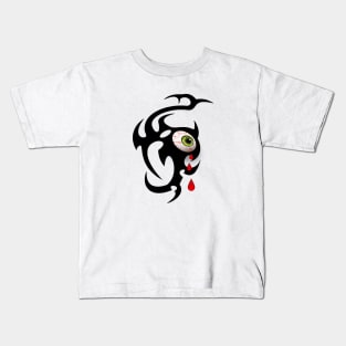 Tribal Iris 1 blood drops Kids T-Shirt